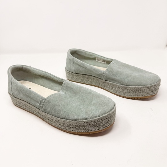 Tom’s Platform Suede Teal Size 12 Woman’s Slip On Shoes espadrilles - Picture 1 of 8
